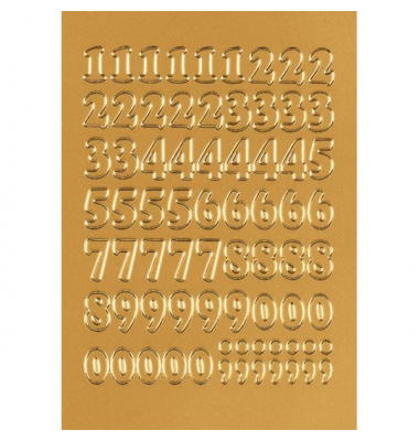 Zahlen 12mm 0-9 gold Prismaticfolie 1Bl 1Pack