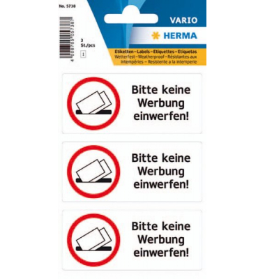 Hinweisetikett wetterfest Bitte keine Werb.einw. 1