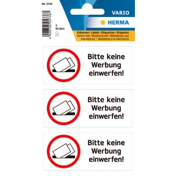 4008705719315 - Hinweisetikett wetterfest Bitte keine Werbeinw 1 4008705719315 10 Stück
