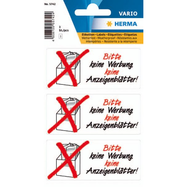 4008705719360 - Hinweisetikett 79x34mm wetterfest Keine Werbung Anzeigenbl 1 4008705719360 10 Stück