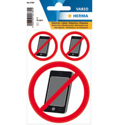 Hinweisetikett Vario wetterfest Kein Handy 1