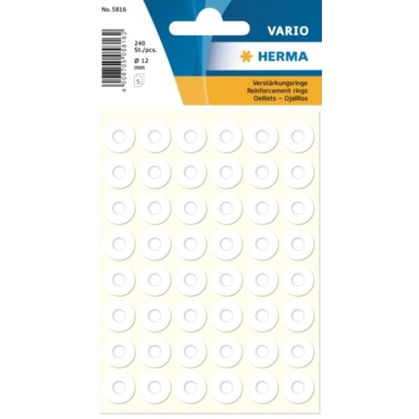 4008705720151 - Verstärkungsring 12mm weiss Kunststoff-Folie 1 4008705720151 HERMA 5816 10 Stück