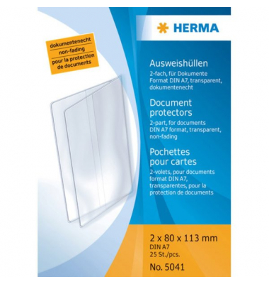 Ausweishülle 2x80x113 mm transp. für Dokumente Format DIN A7
