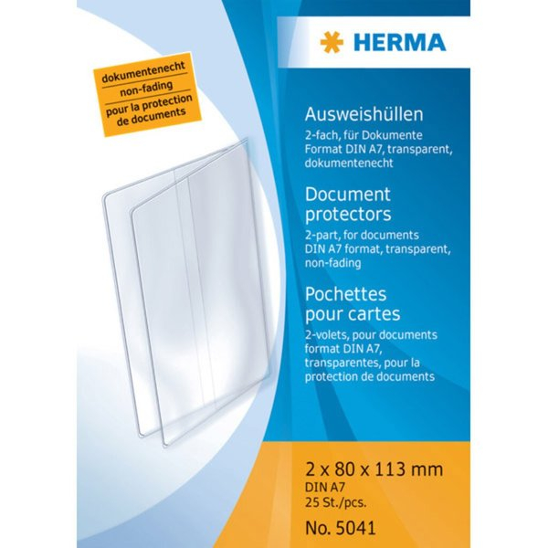 4008705789691 - Ausweishülle 2x80x113 mm transp für Dokumente Format DIN A7 4008705789691 HERMA 5041 25 Stück 4008705789691 - Ausweishülle 2x80x113 mm transp für Dokumente Format DIN A7 4008705789691 HERMA 5041 25 Stück