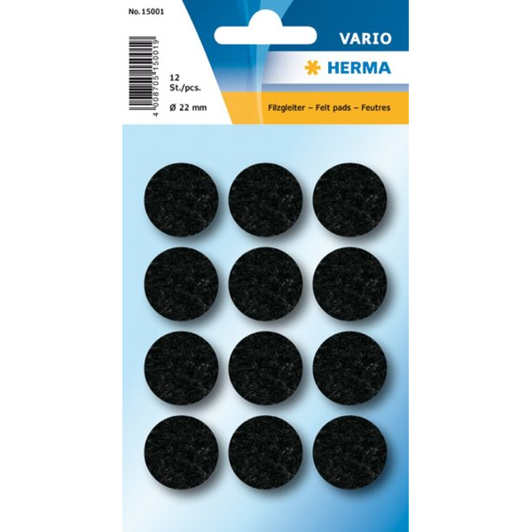 4008705887014 - Filzgleiter schwarz 22 mm 12 St 1Pack 4008705887014 HERMA 15001 10 Stück