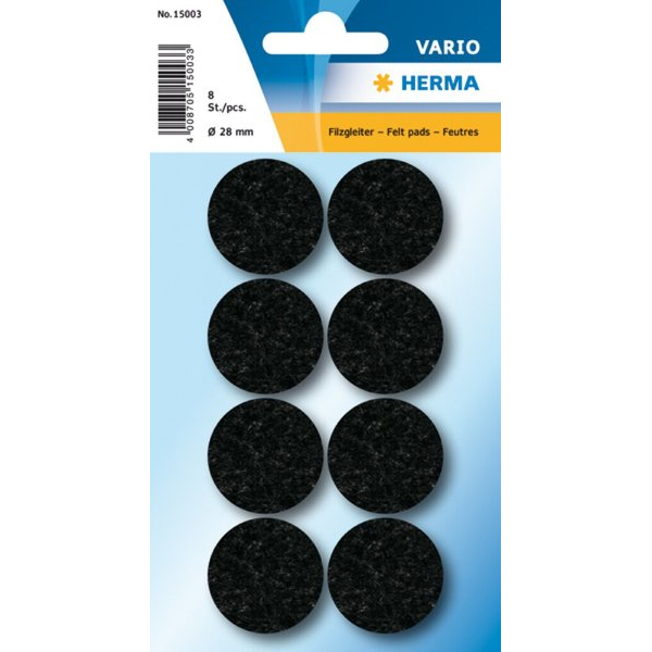 4008705887076 - Filzgleiter schwarz 28 mm 8 St 1Pack 4008705887076 HERMA 15003 10 Stück 4008705887076 - Filzgleiter schwarz 28 mm 8 St 1Pack 4008705887076 HERMA 15003 10 Stück