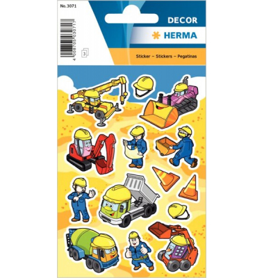 Schmucketikett Decor Baustelle 3Bl 1Pack