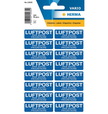 Textetiketten mit Luftpost