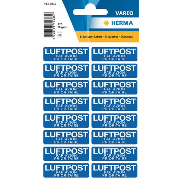 4008705897853 - Textetiketten mit Luftpost 20 Blatt  1 Pack 4008705897853 HERMA 