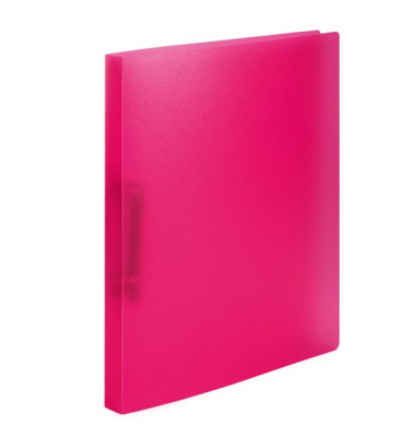 Ringbuch 19164, A4 2 Ringe 25mm Ring-Ø PP pink-transparent
