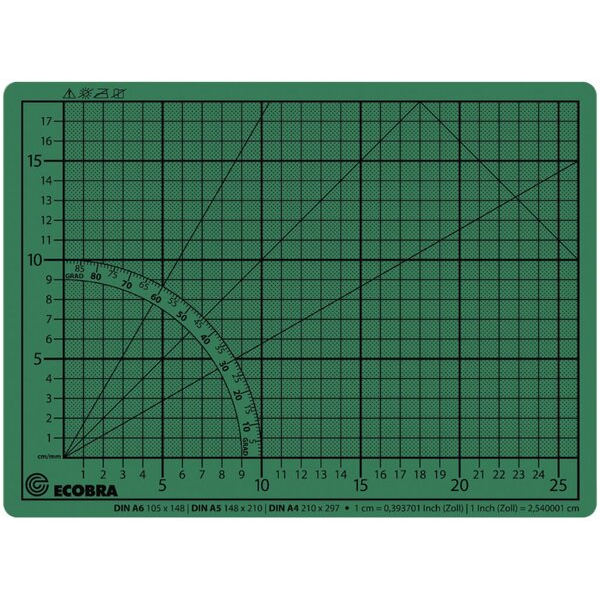 4011123214508 - Schneidematte 30x22cm grünschwarz 5-lagig bedruckt mit 10-und 50mm 4011123214508 703022