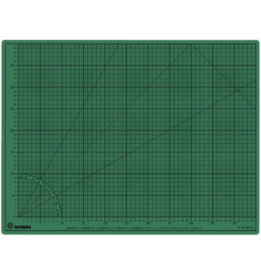 Schneidematte, 60x45cm, grün/schwarz 5-lagig, bedruckt mit 10-und 50mm