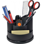 Schreibtisch-Butler Taichi, schwarz 6 Fächer, um 360° drehbar, Ø 130mm