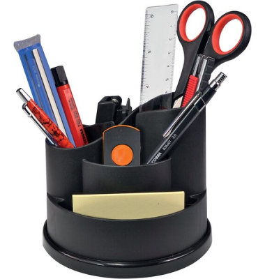 Schreibtisch-Butler Taichi, schwarz 6 Fächer, um 360° drehbar, Ø 130mm