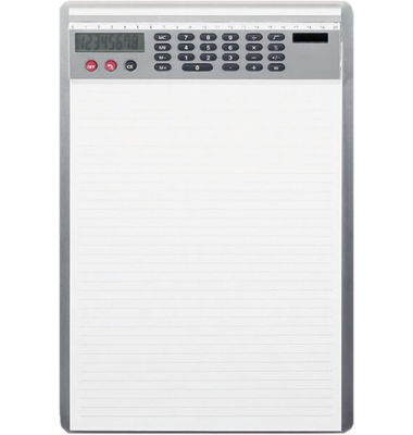 Klemmbrett 788249 A4 silber Aluminium inkl Aufhängeöse mit Taschenrechner
