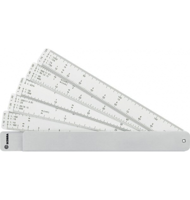 Fächermaßstab im Aluminium-Etui 5 Kunststoffstreifen # 724710
