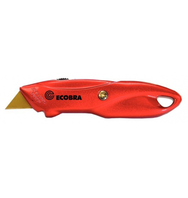 Ecobra Premium-Universalmesser, rot, Trapezklinge, Metallgehäuse,