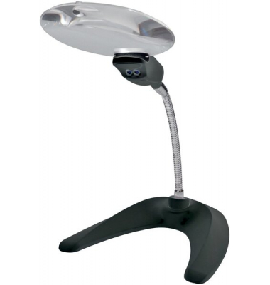 LED-Tisch-Standlupe mit flexiblem Halter, &Oslash; 107 mm,Vergr.2x/&Oslash; 18 mm,