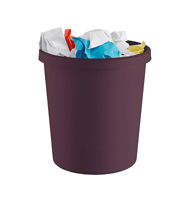 Papierkorb the green german H6405825, 18 Liter, rund, bordeaux