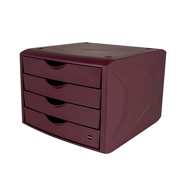 Schubladenbox the green chameleon  bordeaux DIN A4 mit 4 Schubladen