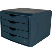 Schubladenbox the green chameleon  blau DIN A4 mit 4