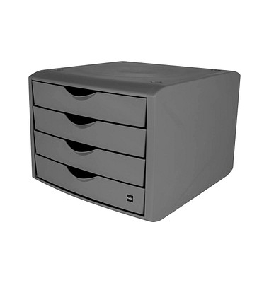 Schubladenbox the green chameleon  grau DIN A4 mit 4 Schubladen