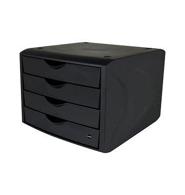 Schubladenbox the green chameleon  schwarz DIN A4 mit 4 Schubladen