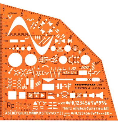 Rumold Ausbildungsschablone Elektro, orange, Symbole f. Elektroinstallation