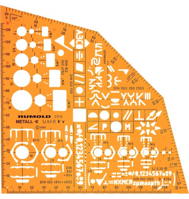 Rumold Ausbildungsschablone Metall, orange,f.Ausbildung aller Metallberufe