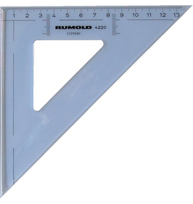 Rumold Zeichendreieck 45°, 20 cm, mm-Teilung, hochwertiger Kunststoff,