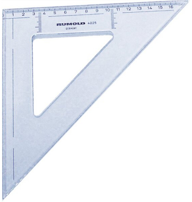 Rumold Zeichendreieck 45°, 25 cm, mm-Teilung, hochwertiger Kunststoff,
