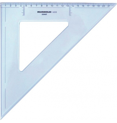 Rumold Zeichendreieck 45°, 32 cm, mm-Teilung, hochwertiger Kunststoff,