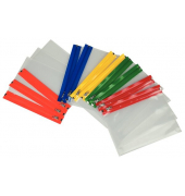 Gleitverschlussbeutel A4, transparent PE, Zip-Leiste in 5 Farben
