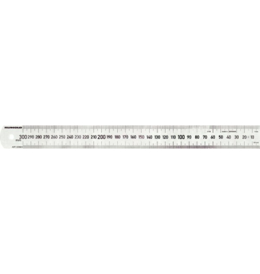 Rumold Premium Stahllineal 300 mm für Linkshänder, aus rostfreiem Edel-