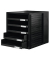 Schubladenbox Schrank-Set 1401-13 schwarz/schwarz 5 Schubladen offen