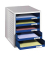 Schubladenbox Schrank-Set 1401-14 grau/blau 5 Schubladen offen