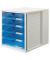 Schubladenbox  blau-transparent DIN A4 mit 5 Schubladen