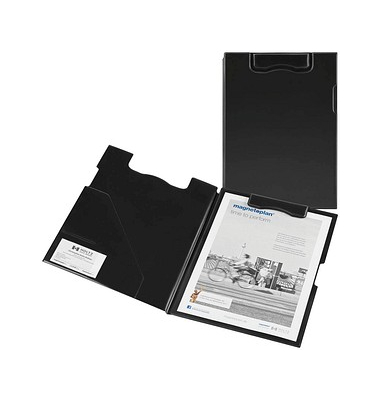 Klemmbrettmappe 1131612, A4, schwarz, Karton mit Kunststoffüberzug