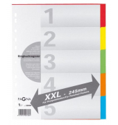 Kartonregister 32004-20 blanko A4+ 225g farbige Taben 5-teilig