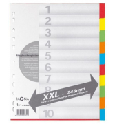 Kartonregister XXL 32006-20, 10-teilig blanko, A4+, 225 g/m&sup2;, farbige Taben, 10-teilig