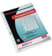 Prospekth&uuml;llen BRG620252, A4 glasklar glatt, oben & links offen, 0,08mm