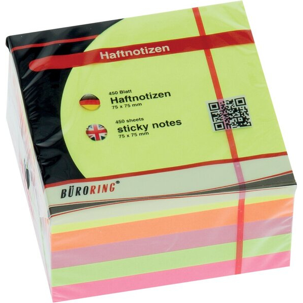 4016058021085 - Haftnotiz FSC Würfel 75x75mm neon 450 Blatt 4016058021085 Bü 4016058021085 - Haftnotiz FSC Würfel 75x75mm neon 450 Blatt 4016058021085 Bü