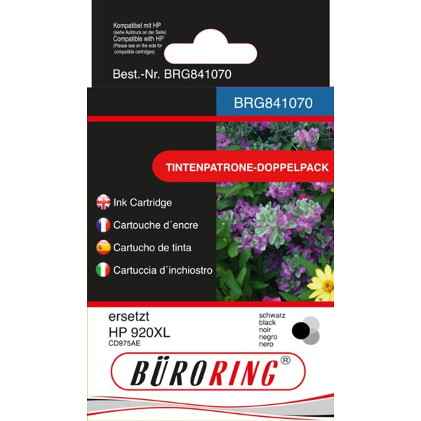 Büroring Druckerpatrone BRG841070 (kompatibel mit HP), schwarz, ca. 2x1715 Seiten schwarz 4016058027438 Büroring