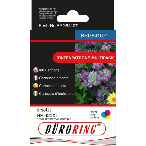 Büroring Druckerpatrone Clairalfa BRG841071 (kompatibel mit HP), farbig, ca. 2x960 Seiten/ 1x 945 Seiten 4016058027445 Büroring
