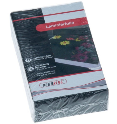 Büroring Laminierfolie, 54 x 86mm, 125mic, für Kreditkarten