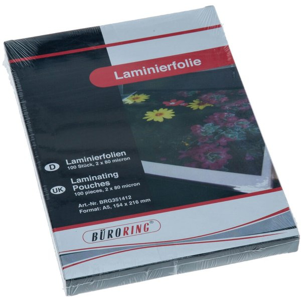 4016058028015 - Laminierfolien A5 2 x 80 mic glänzend 4016058028015 351412 100 Stück