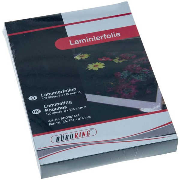4016058028046 - Laminierfolien A5 2 x 125 mic glänzend 4016058028046 351419 100 Stück