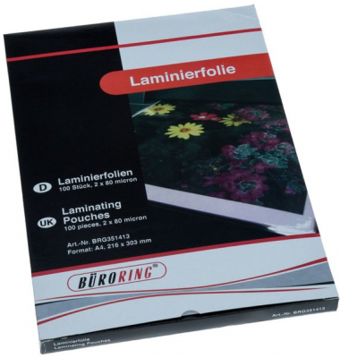 Laminierfolien 351413, A4, 216x303mm, 80mic, gl&auml;nzend