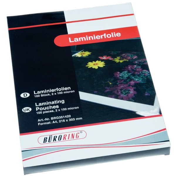 4016058028077 - Laminierfolien 351420 A4 216x303mm 100mic x2 glänzend 4016058028077 100 Stück