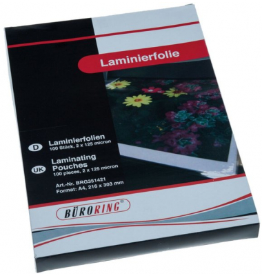 Laminierfolien 351421, A4, 216x303mm, 125mic, gl&auml;nzend